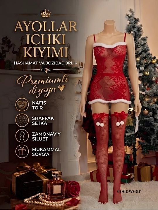 Ayollar ro'lli o‘yinlar uchun ichki kiymlar:to‘rli bodi,xizmatkor va mushukcha kostyumi - 