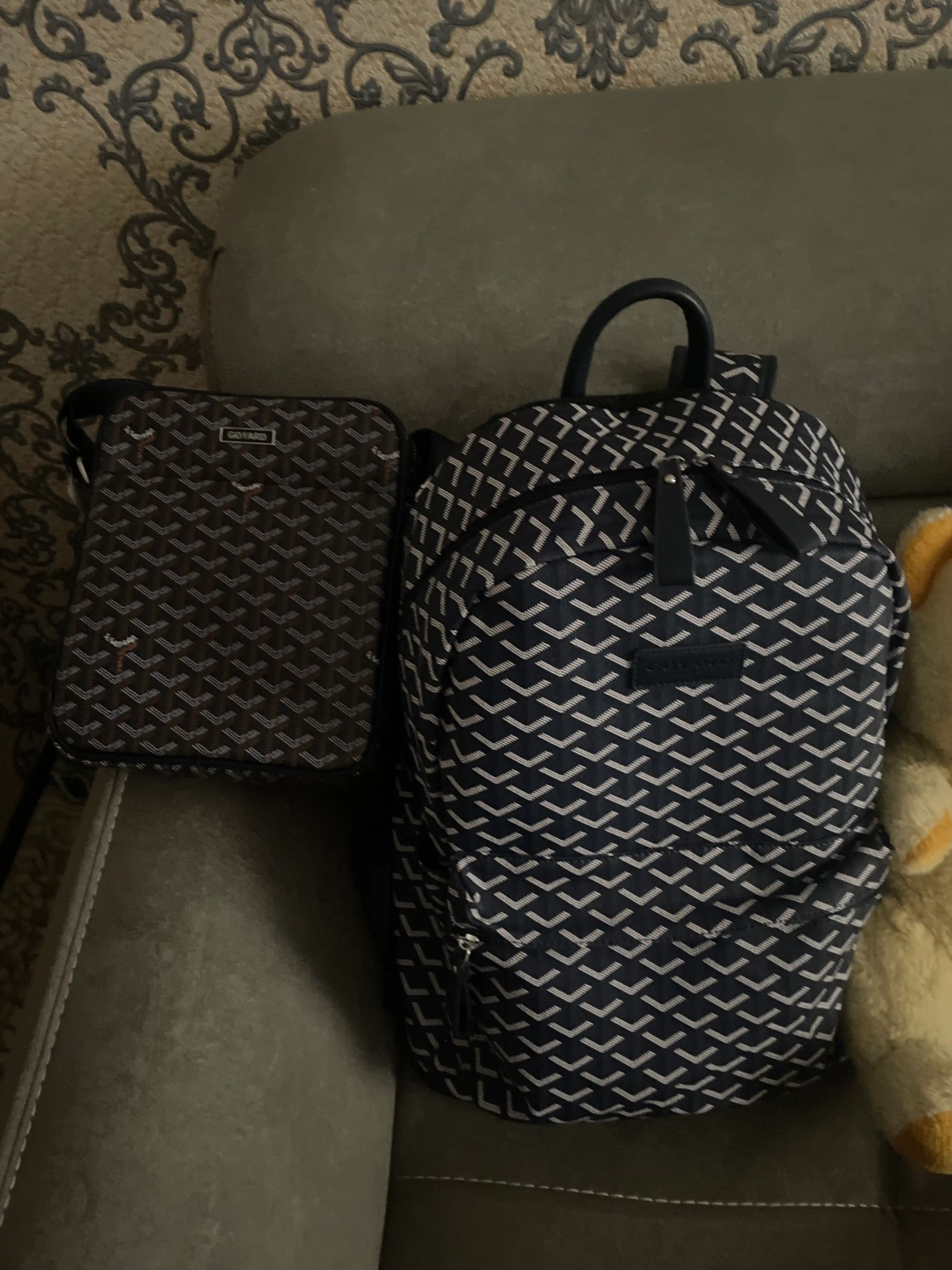 Рюкзак и сумка 2 в 1 в стиле Goyard для школьников