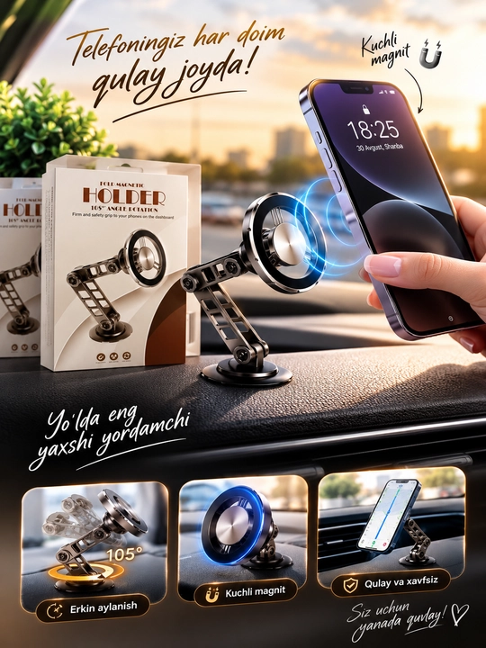 Fold Magnetic Holder — Magnitli avtomobil telefon ushlagichi