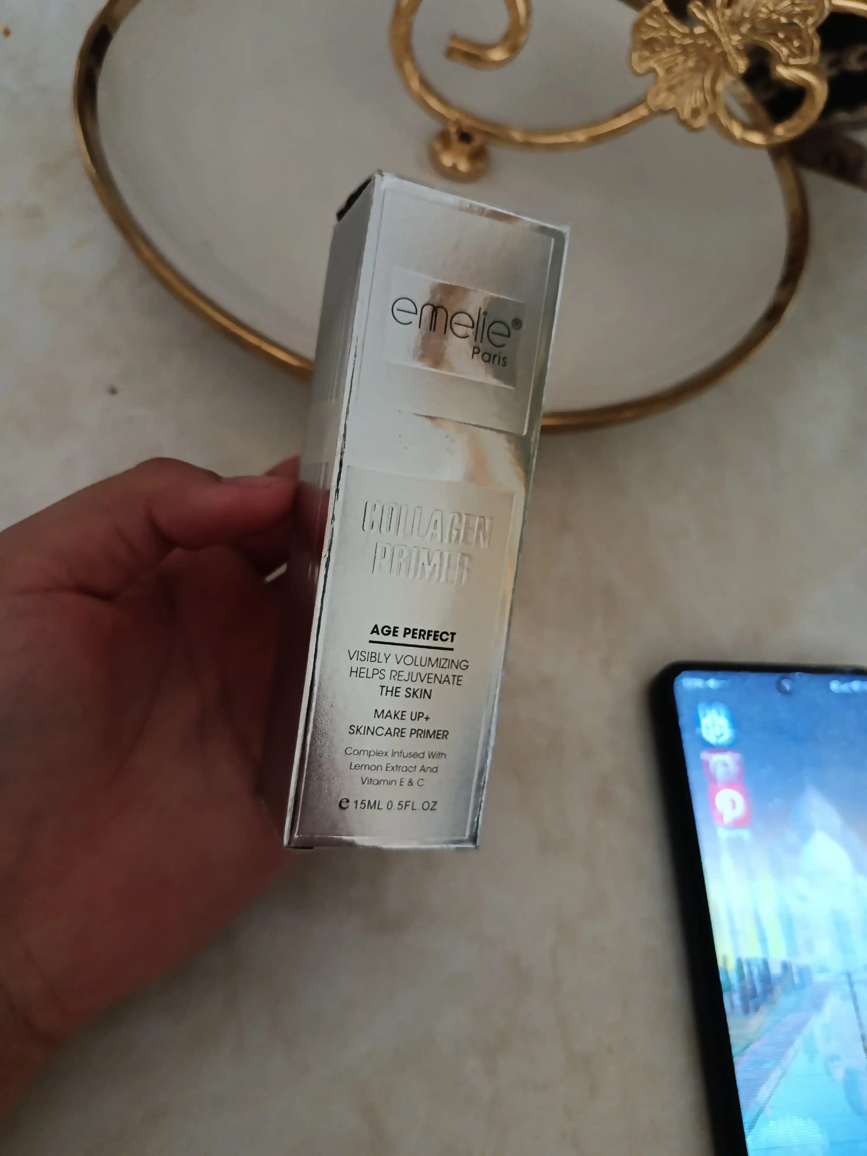 Основа под макияж EMELIE 24K GOLD, база под макияж для лица, праймер, тональная основа 15 г