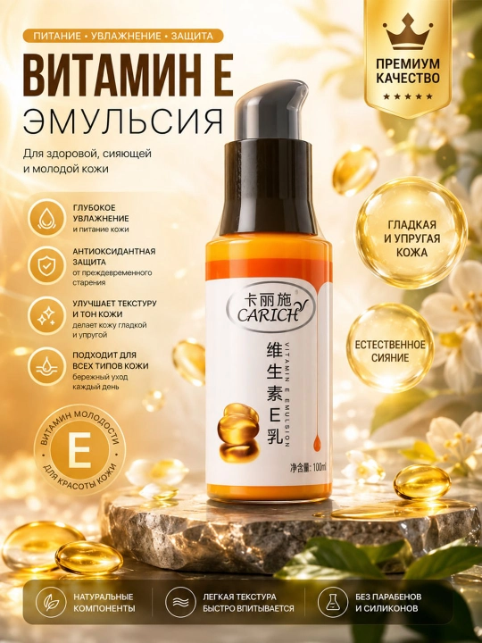 Vitamin E emulsiyasi yuz va tana uchun, namlantiruvchi losyon, 100 ml - 