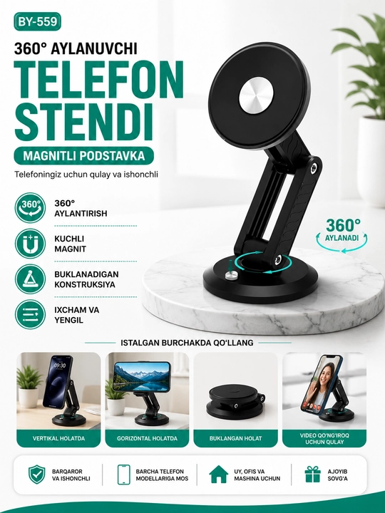 Fold Magnetic Holder — Magnitli avtomobil telefon ushlagichi