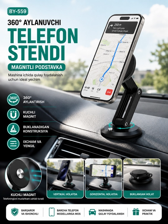 Fold Magnetic Holder — Magnitli avtomobil telefon ushlagichi