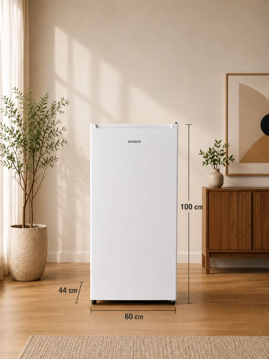 AIWA ixcham sovutgich, 845 × 480 × 450 mm, oq, qora va kulrang