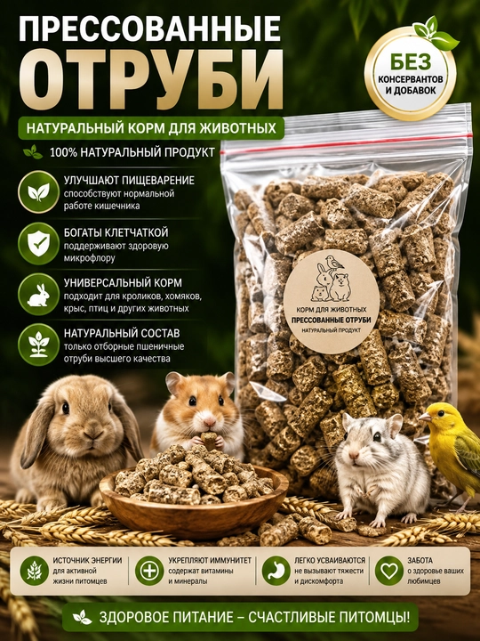 Прессованный oтруб комбикорм, для животным - 