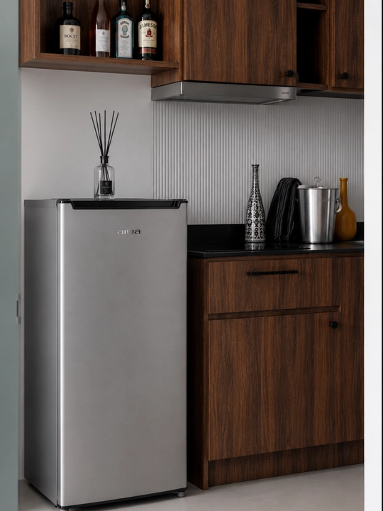 AIWA ixcham sovutgich, 845 × 480 × 450 mm, oq, qora va kulrang