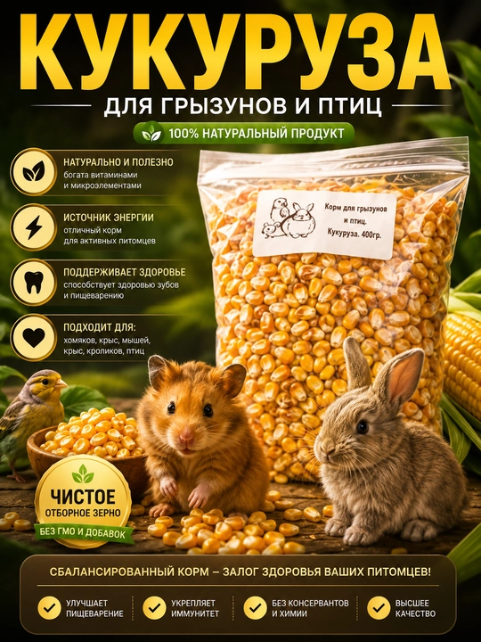 Корм для грызунов и птиц, кукуруза - 