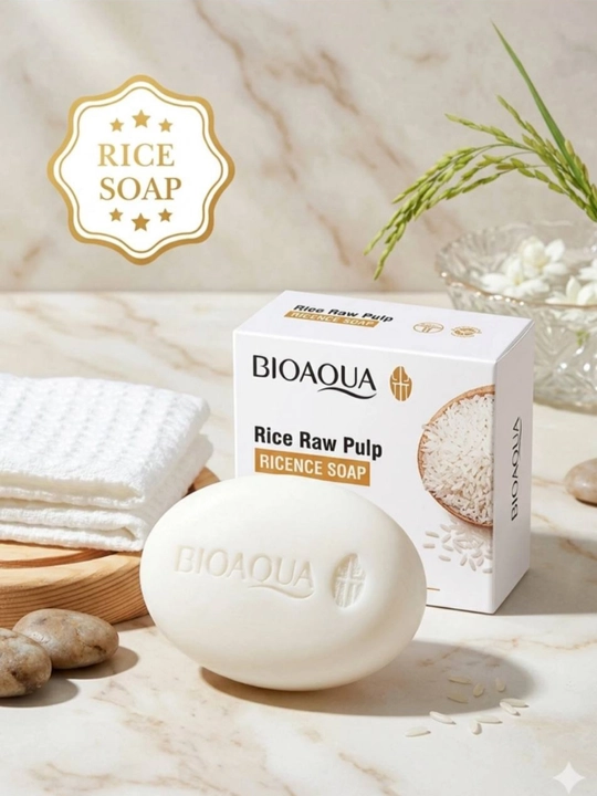 Yuz va tana uchun sovun,oqartiruvchi BIOAQUA gurush ekstraktli sovuni,100g - 