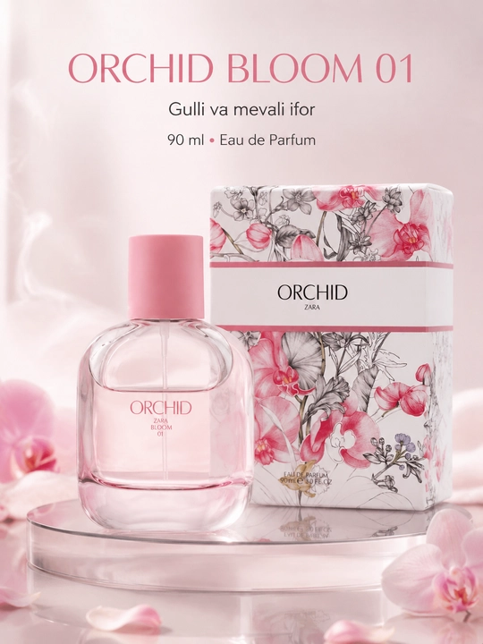 ZARA Orchid Bloom ayollar uchun gulli va mevali nafis atir, Eau de Parfum, 90 ml