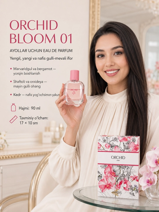 ZARA Orchid Bloom ayollar uchun gulli va mevali nafis atir, Eau de Parfum, 90 ml