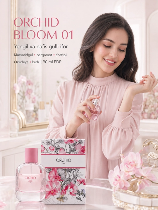 ZARA Orchid Bloom ayollar uchun gulli va mevali nafis atir, Eau de Parfum, 90 ml