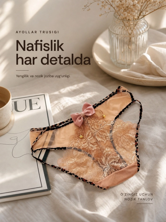 Ayollar uchun erotik trusik zanjirli va nafis, stringi ichki kiyim L-XL razmerga tushadi