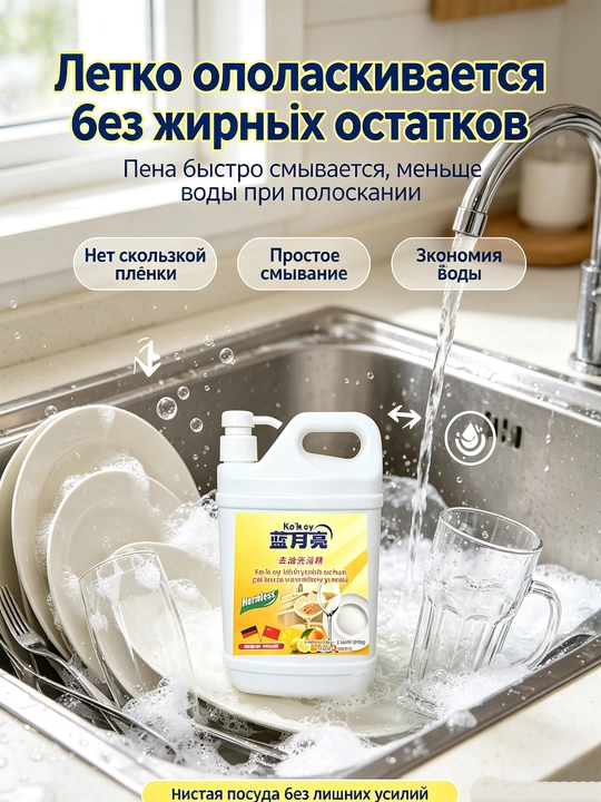 Моющее для посуды 2л удаляет тяжёлый жир для посуды-овощей легко смывается