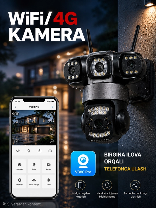 Smart Wi-Fi/4G kameralar, SIM karta yoki Wi-Fi kameralar, tungi rejim