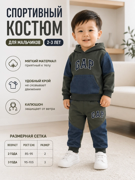 O‘g‘il bolalar sport kostyumi GAP xudi shim komplekt sportivka