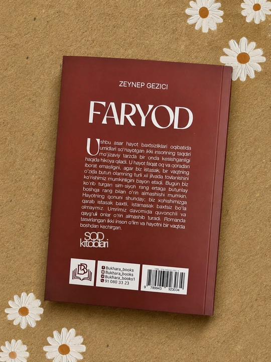 Zeynep Gezici “Faryod” qissasi, o‘zbek tilidagi bosma kitob - 