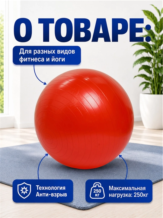 Фитбол гимнастический для фитнеса и упражнений, мяч для тренировок, 75/85/95 см