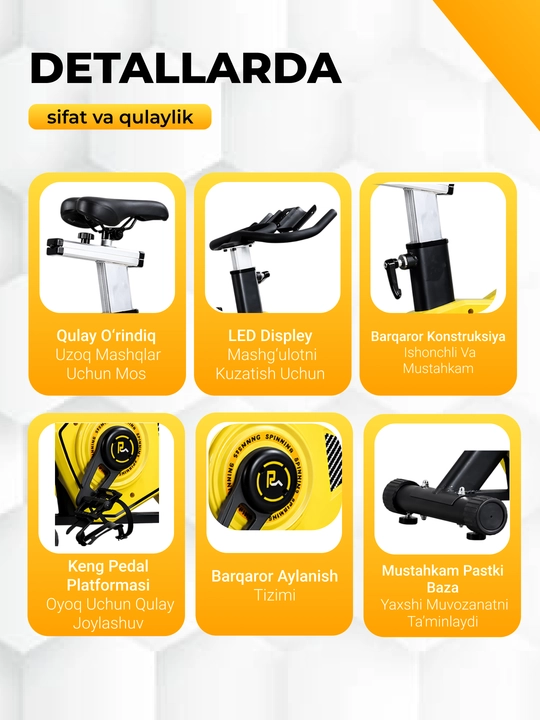 Velotrenajor RUNEX DH-1, uy va sport zal uchun trenajor velosiped, kardio fitnes