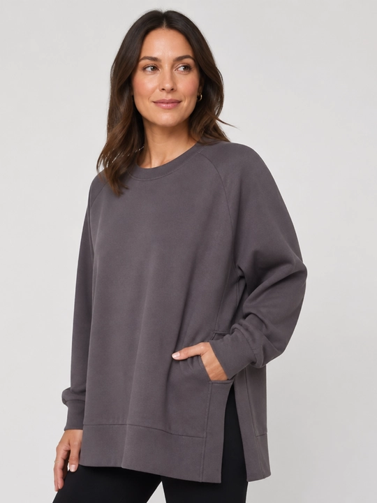 Ayollar Longline Oversize svitshot, uzaytirilgan erkin to‘g‘ri bichimli.S,M,L,XL,XXL