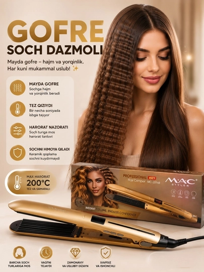 MAC MC-2018A Professional Soch Dazmoli, 450°F, Soch Tekislagich - 