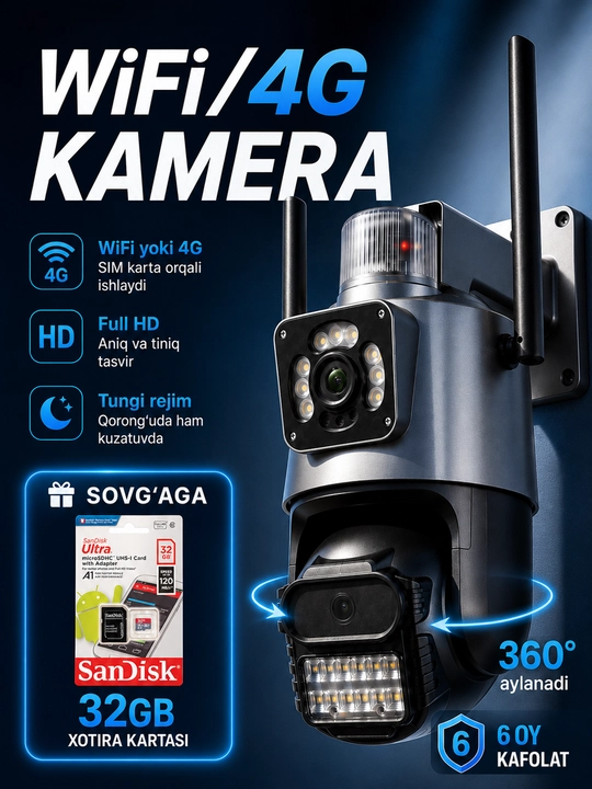 Smart Wi-Fi/4G kameralar, SIM karta yoki Wi-Fi kameralar, tungi rejim