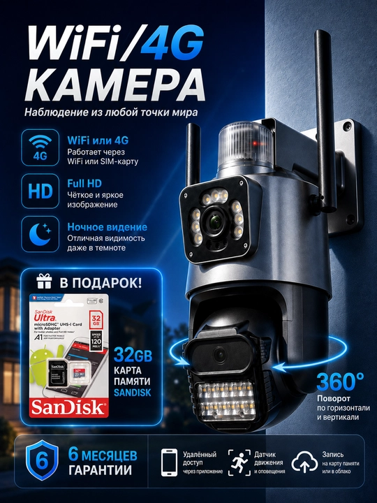 Smart Wi-Fi/4G kameralar, SIM karta yoki Wi-Fi kameralar, tungi rejim