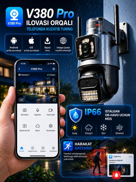 Smart Wi-Fi/4G kameralar, SIM karta yoki Wi-Fi kameralar, tungi rejim