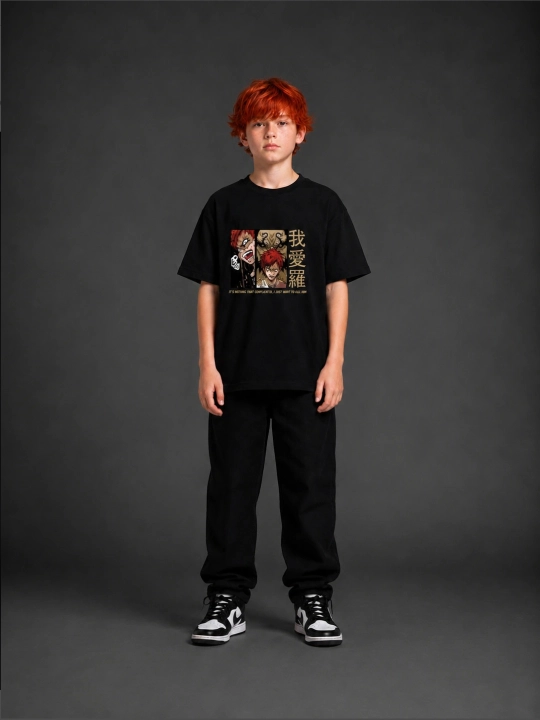 O'smirlar va yigit-qizlar uchun Naruto Gaara anime printli zamonaviy oversayz futbolka