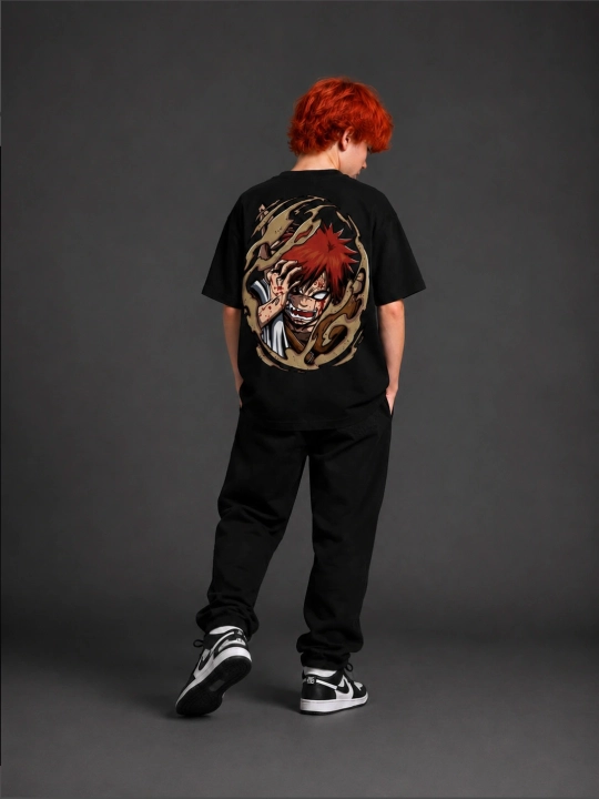 O'smirlar va yigit-qizlar uchun Naruto Gaara anime printli zamonaviy oversayz futbolka
