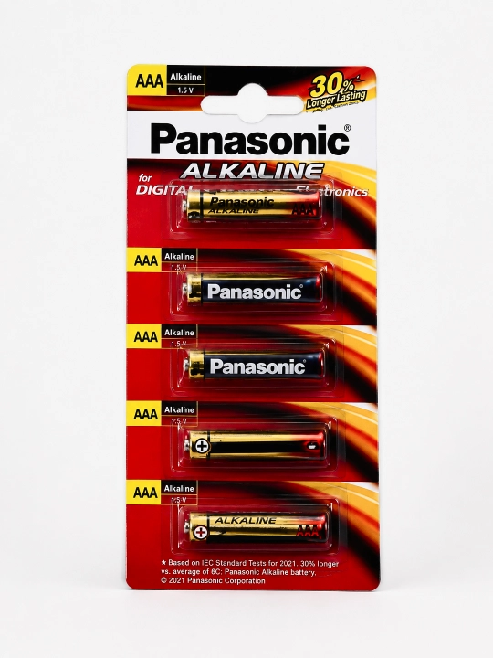 Panasonic Alkaline AAA 1,5 V ishqoriy batareykalar, 5 dona