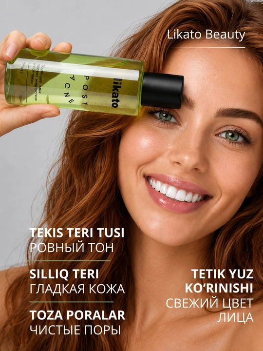 Yuz uchun tonik, yog‘lanish va postaknega qarshi, LIKATO  niatsinamid bilan, 150 ml