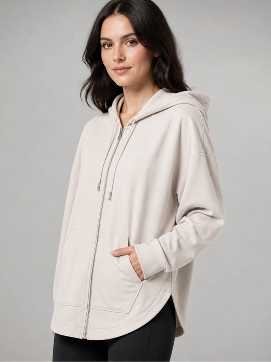 Casual Zip ayollar xudi, trikotaj, yashin tezligida, erkin bichimli.  S, M, L, XL, XXL