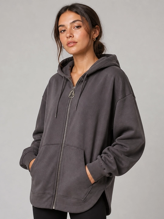 Casual Zip ayollar xudi, trikotaj, yashin tezligida, erkin bichimli.  S, M, L, XL, XXL