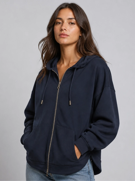 Casual Zip ayollar xudi, trikotaj, yashin tezligida, erkin bichimli.  S, M, L, XL, XXL