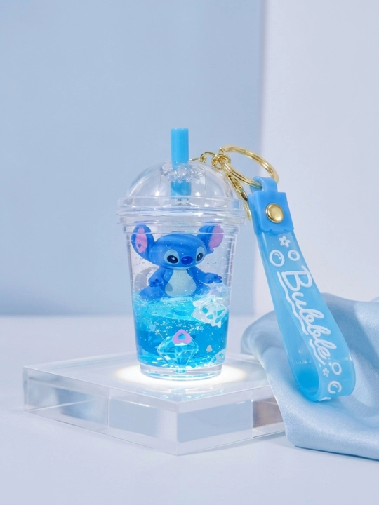 Kalit va sumka uchun brelok Stitch, Hello Kitty, figurali va yaltiroq suyuq akvabrelok - 