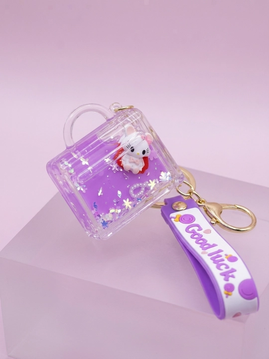 Kalit va sumka uchun brelok Stitch, Hello Kitty, figurali va yaltiroq suyuq akvabrelok - 