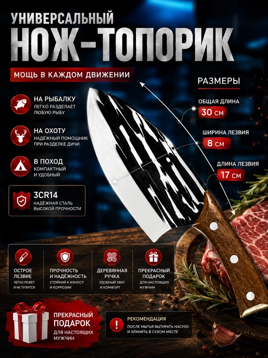 Кухонный cербский нож для шефа, для мяса