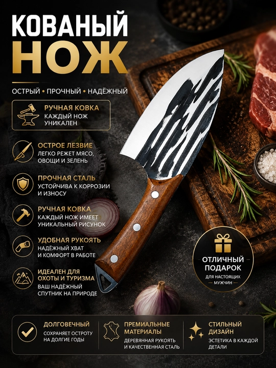 Кухонный cербский нож для шефа, для мяса