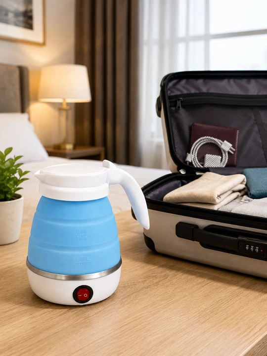 Yig‘iladigan elektr choynak sayohat uchun, silikon, 600 ml, 600 Vt