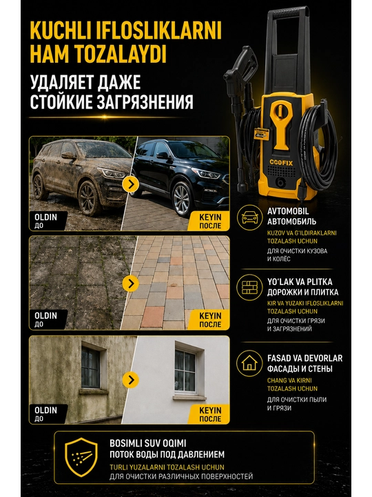 COOFIX Мойка высокого давления 1850Вт 135 бар, автомойка