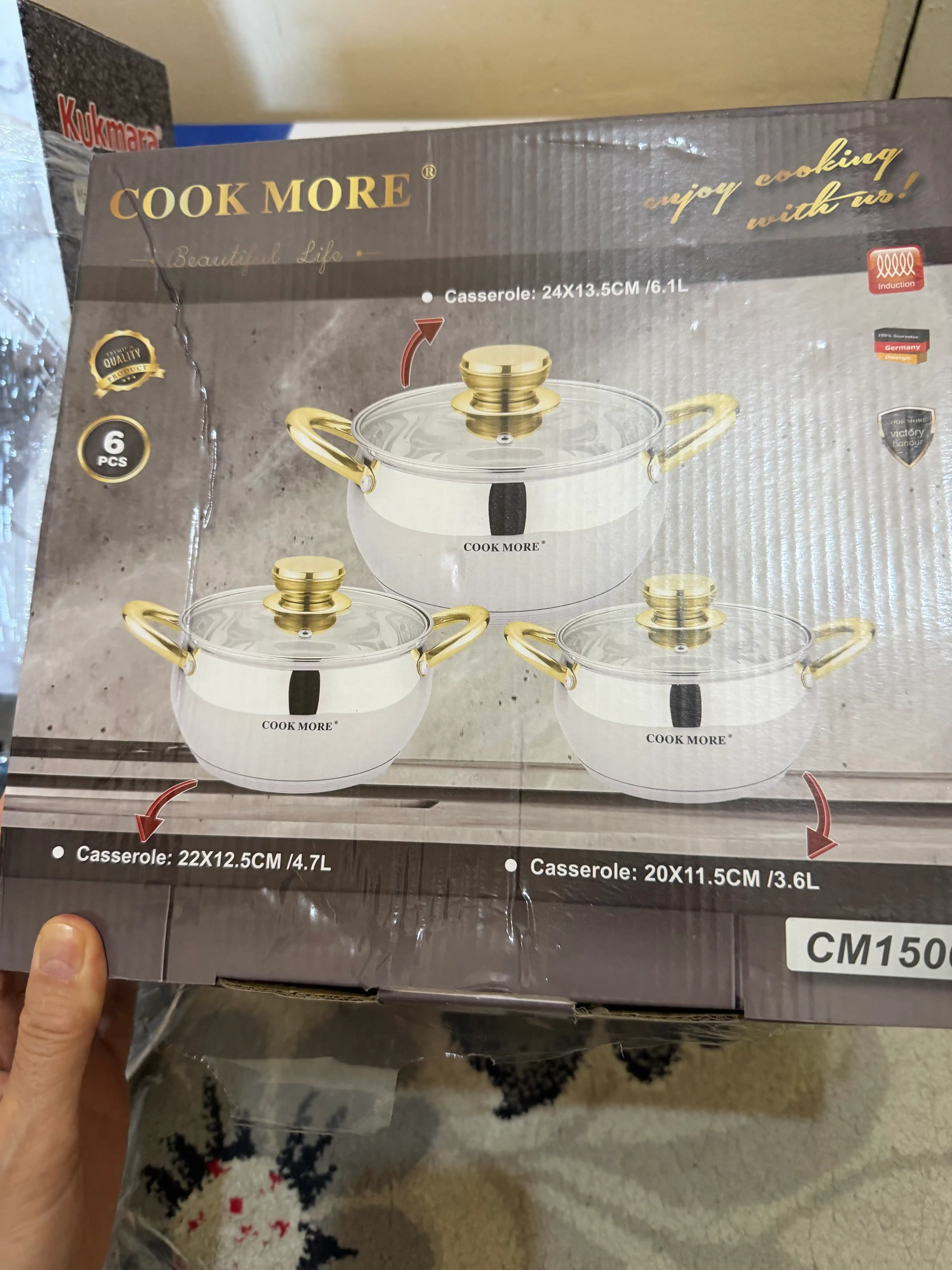 Набор кастрюль Cook More, нержавейка, индукция, стеклянные крышки