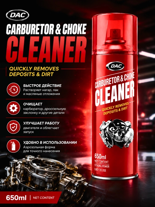 DAC karbyurator tozalagichi, kir va qoldiqlarni tozalash uchun aerozol, 650 ml - 