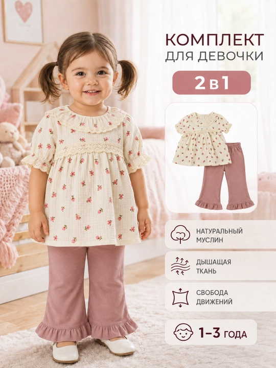 Летняя одежда и комплекты для девочек и мальчиков - 