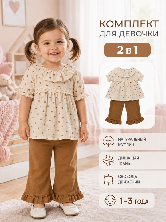 Летняя одежда и комплекты для девочек и мальчиков - 