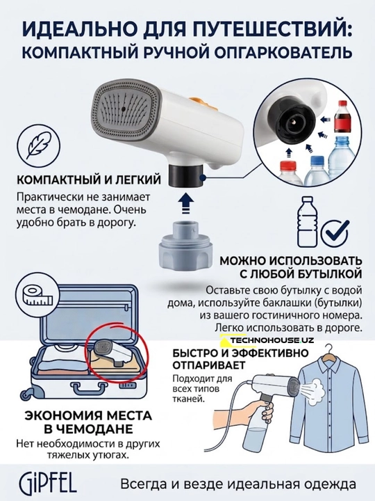 Ручной отпариватель для одежды с функцией пылесоса Gipfel безупречный вид ваших вещей