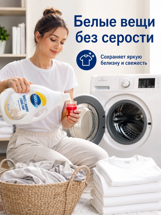 Sidolux oq kiyimlar uchun suyuq kir yuvish vositasi, 1,92 l, 38 yuvish