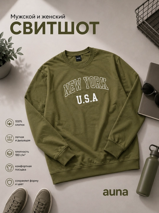 Свитшот мужской, мягкий и эластичный - 