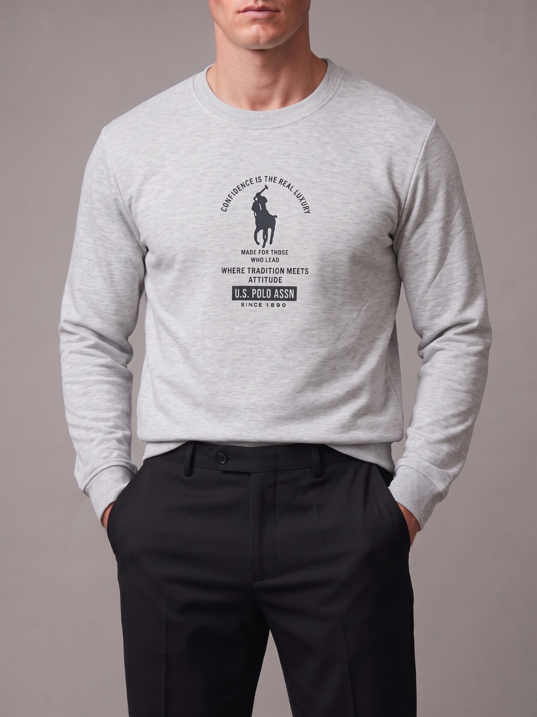 Мужской свитшот U.S. Polo Assn, базовый джемпер на каждый день - 
