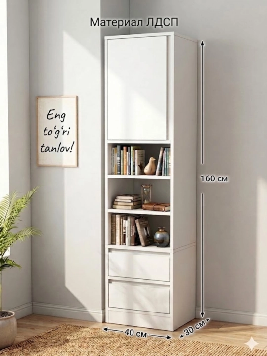 Kitob javoni va stellaj, eshikli hamda tortmali, LDSP (160x40x30 sm) SOR