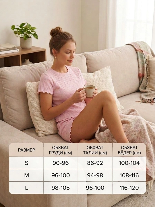 Пижама с шортами и футболкой хлопковая